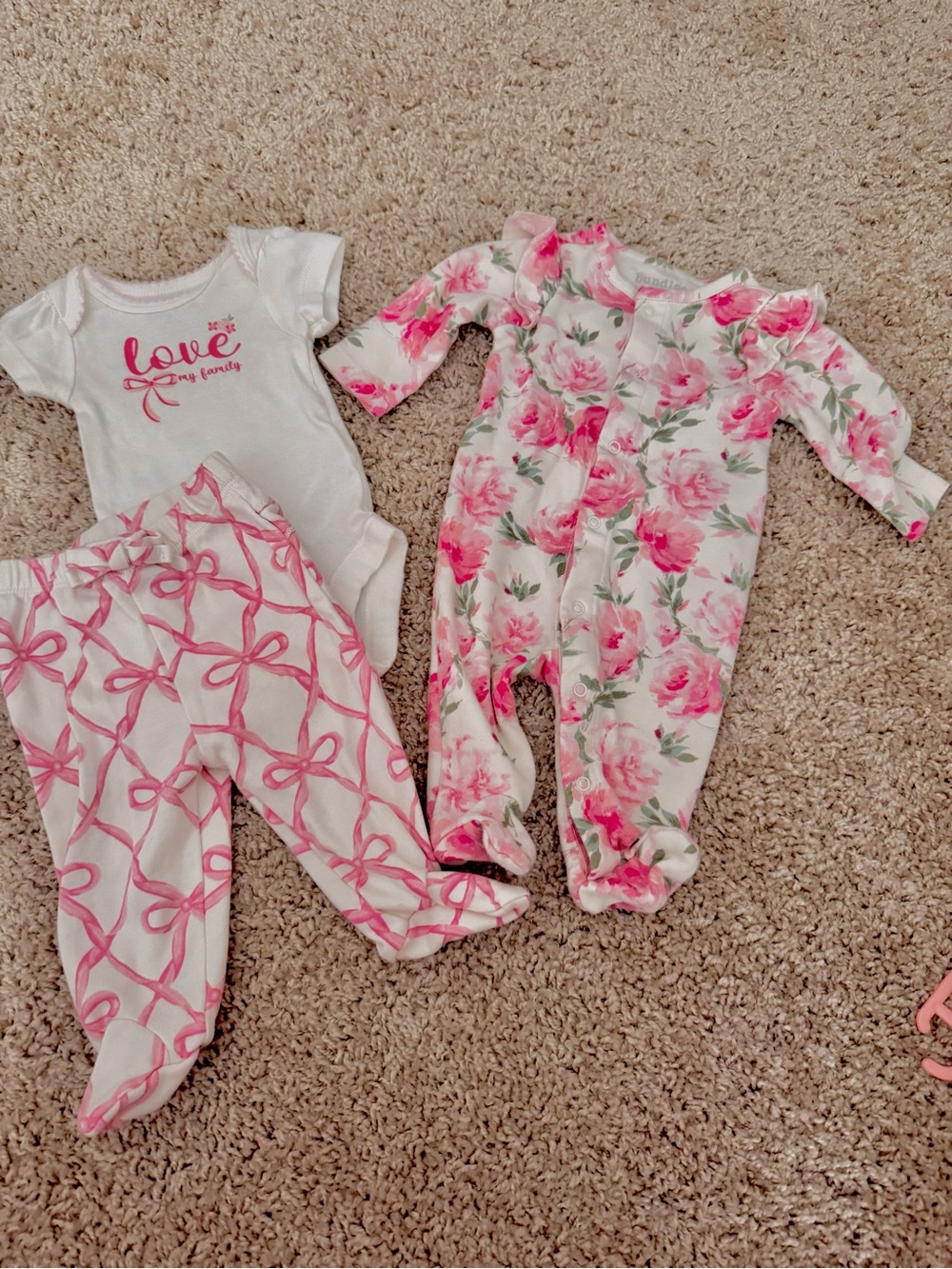 Children’s Place Matching Onesie and Pant and Ruffled Footie. Newborn. NWOT